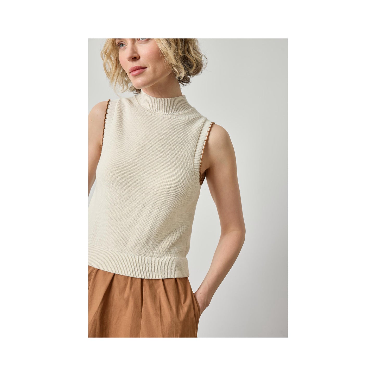 Mixed Media Mock Neck Dress