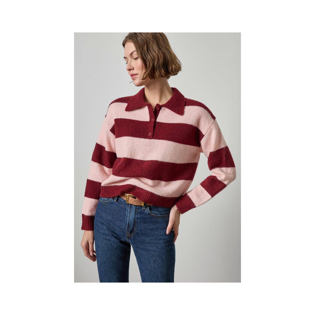Lilla P Striped Polo Sweater