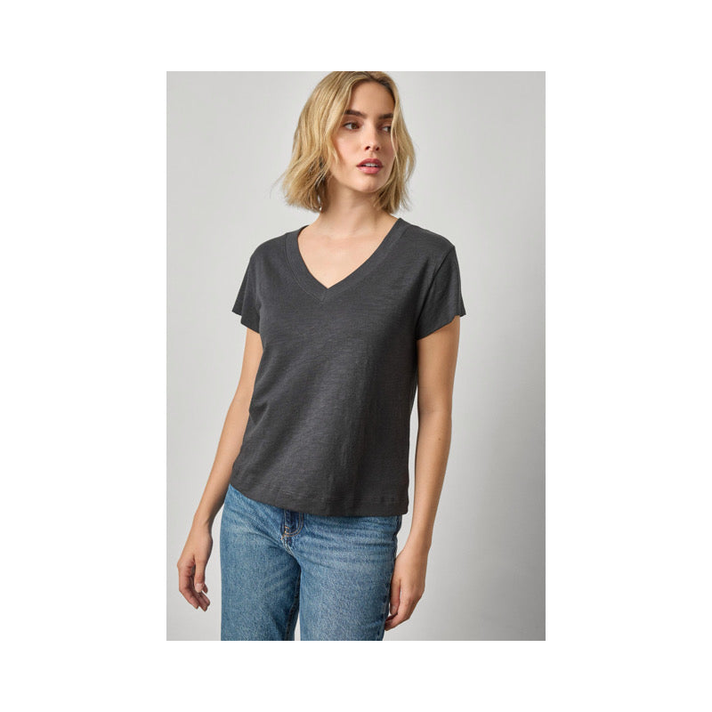 Relaxed Short Sleeve V Neck Tee