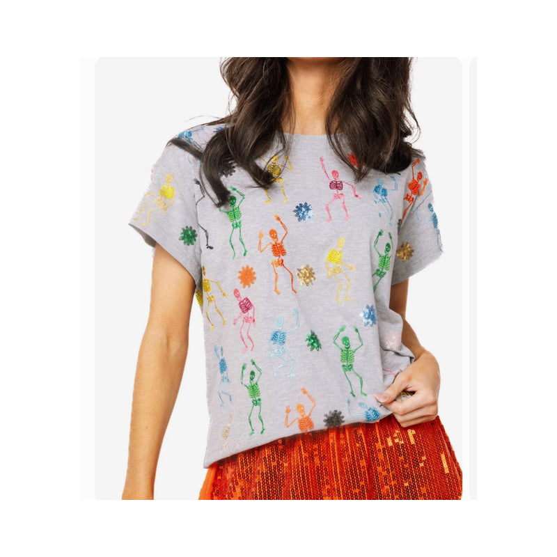 Queen of Sparkles Multi Colored Skeleton Tee