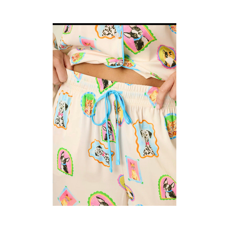 PJ Salvage Picture Purrfect Pet Portraits Satin Pajama Pants