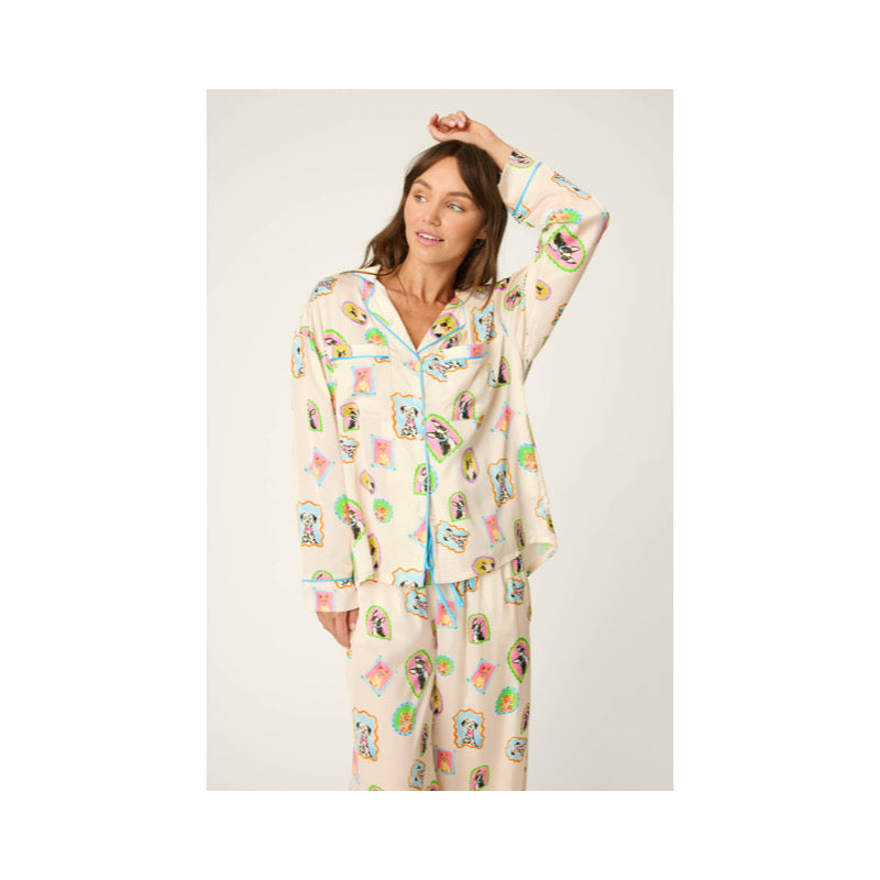 PJ Salvage Picture Purrfect Pet Portraits Satin Pajama Top