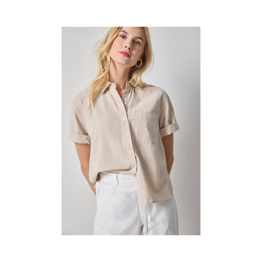 Linen Blend Boyfriend Button Down