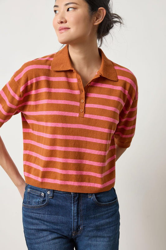 Drop Shoulder Polo Sweater