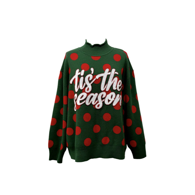 Queen of Sparkle Polka Dot Tis the Season Sweater