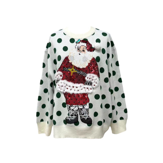 Queen of Sparkle Polka Dot Santa Sweater
