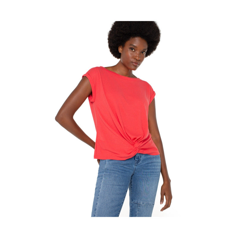 S/S Boat Neck Knot Knit Top
