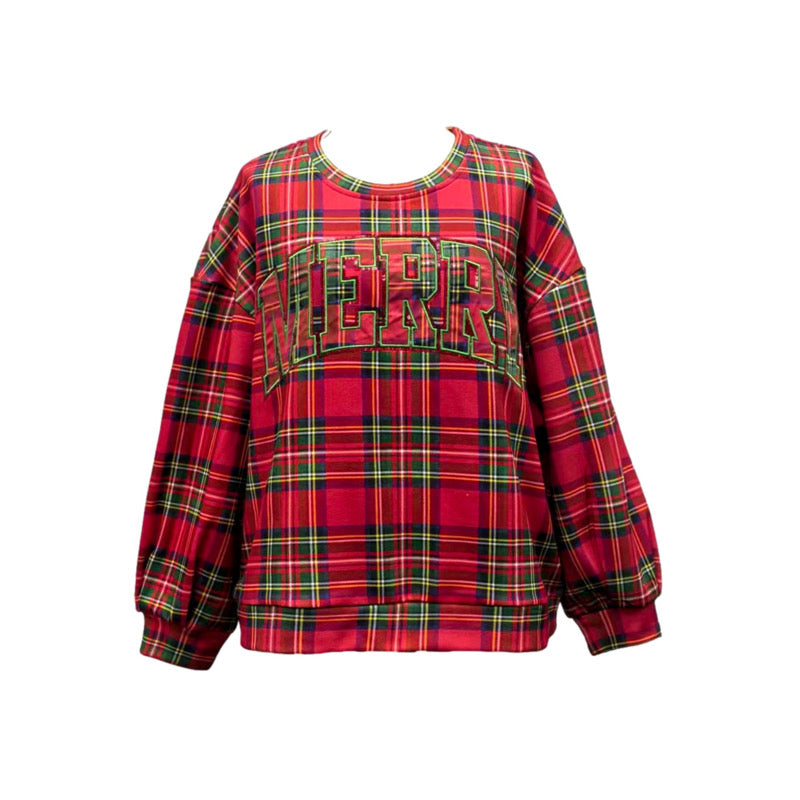 Queen of Sparkle Plaid Merry Sweatshirt