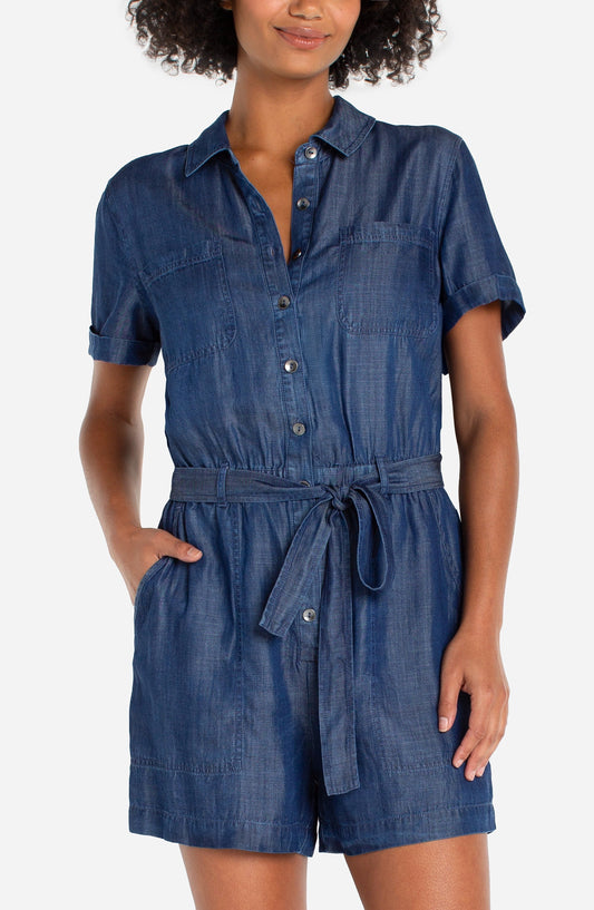 Short Sleeve Denim Romper