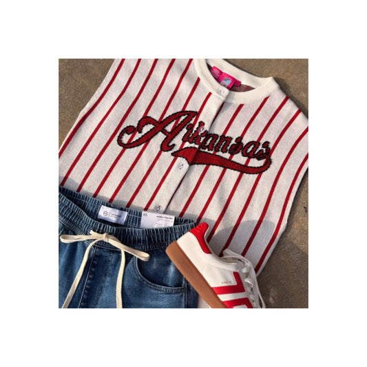 Arkansas Striped Button Knit Vest