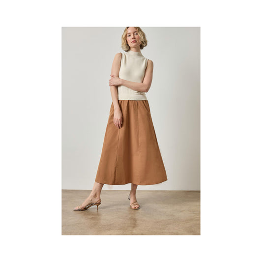 Mixed Media Mock Neck Dress