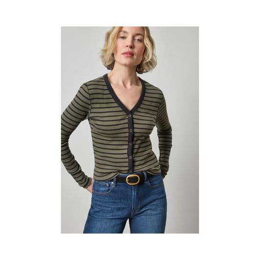 Button Front Ribbed Cardigan