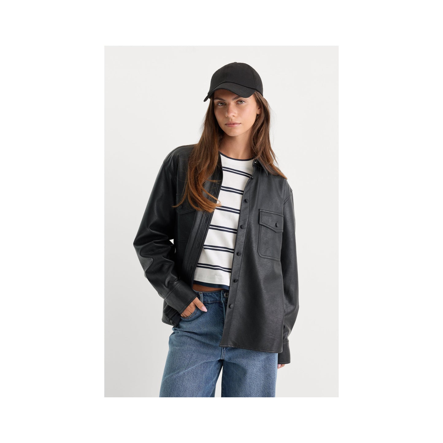 Good American Better Leather Shirt