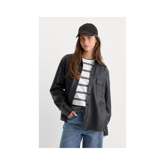 Good American Better Leather Shirt