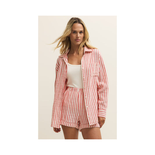 Saturdays Stripe Shirt-Crimson Crush