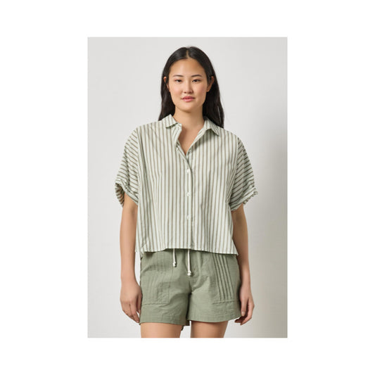Striped Oversized Button Dolman