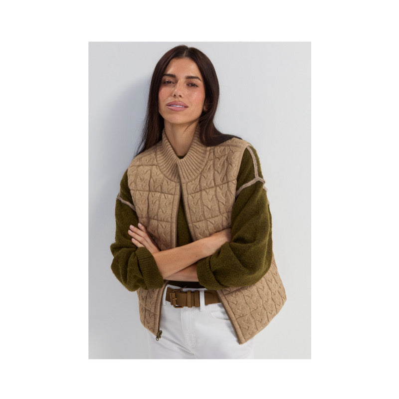 Quilted Full Zip Sweater Vest