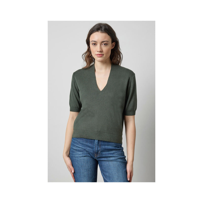 V-Neck Elbow Sleeve Sweater