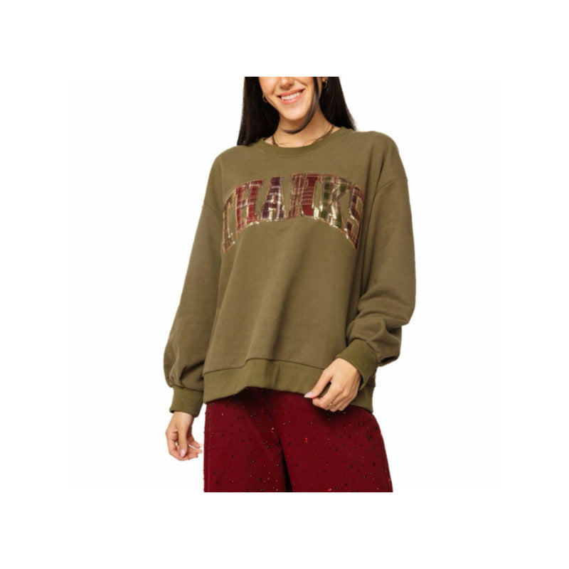 Queen of Sparkles Plaid Thanks Sweatshirt