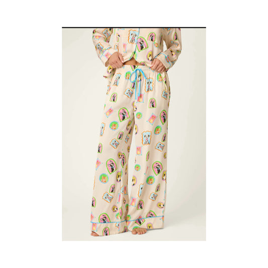 PJ Salvage Picture Purrfect Pet Portraits Satin Pajama Pants