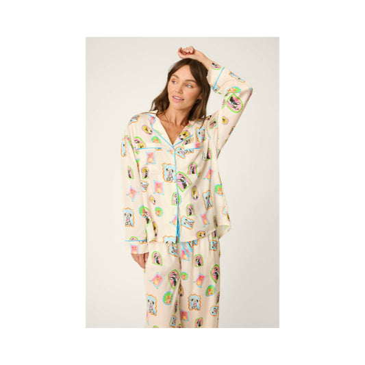 PJ Salvage Picture Purrfect Pet Portraits Satin Pajama Top