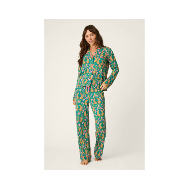 PJ Salvage Bonita Dreams Cheetah Print Long Sleeve PJ Set