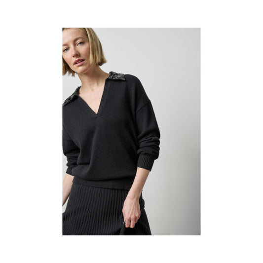 Lilla P Sequin Polo Sweater